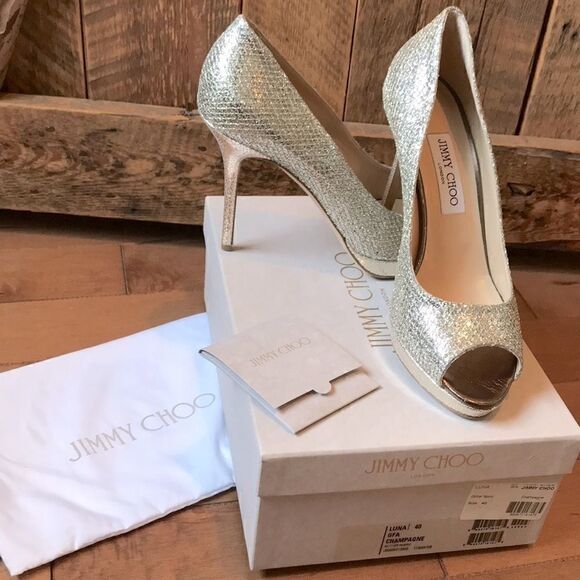 BRAND NEW JIMMY CHOO Luna champagne heels - Picture 1 of 13